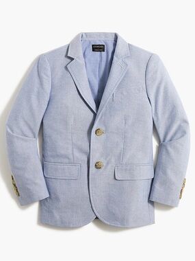 CREWCUTS Thompson Boys Blazer Size 4-5 Light Blue Oxford Suit Jacket